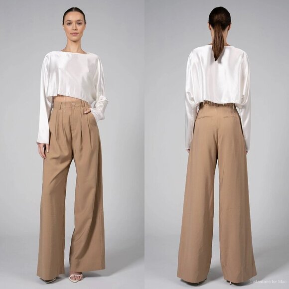 Non Chalant Pants - Non Chalant Fabi Wide Leg Pant - Camel